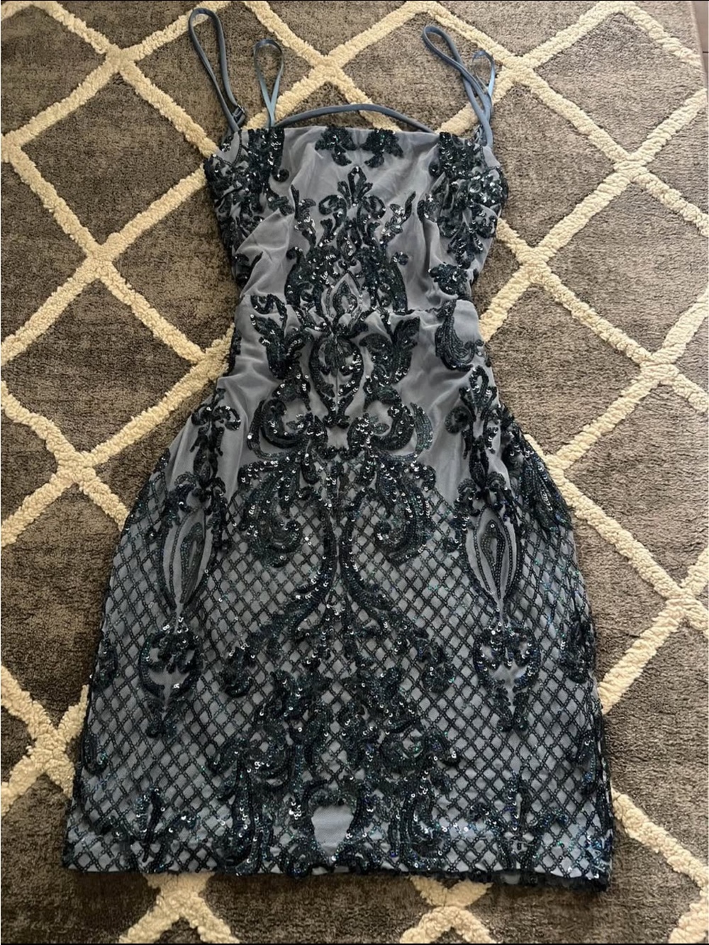 Windsor Gray Sequin Embellished Cocktail Dress